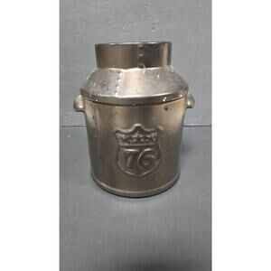 Vintage Union 76 Bronze Brown Ceramic Milk Can USA Gas Oil Advertising Jar Decor